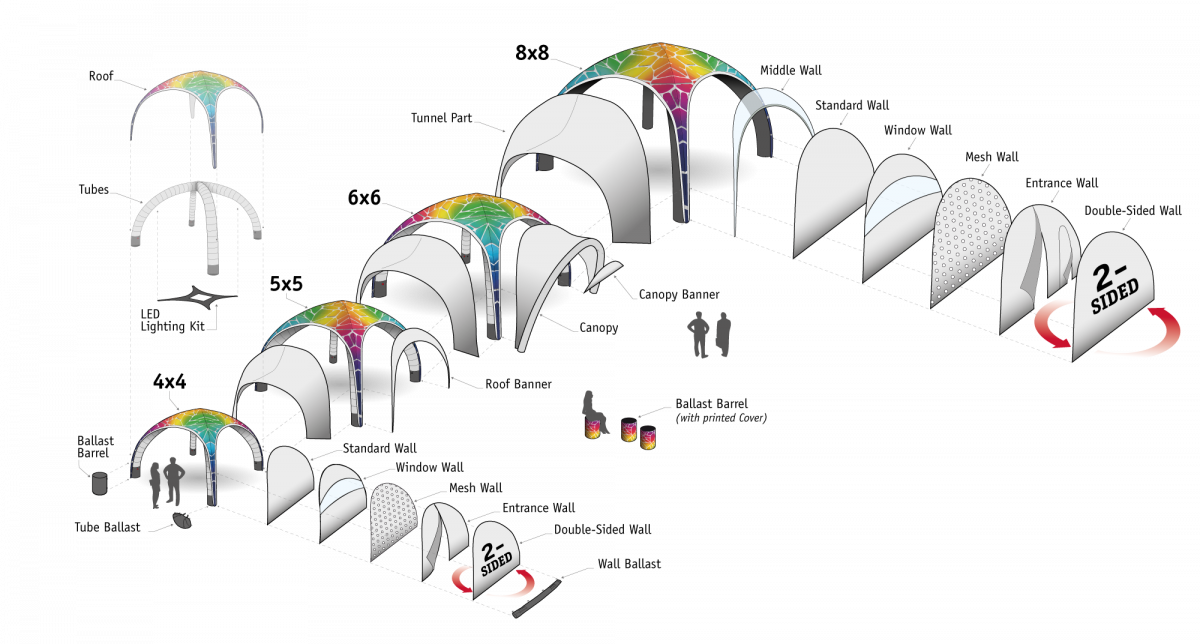Available Inflatable Portable Tent Components